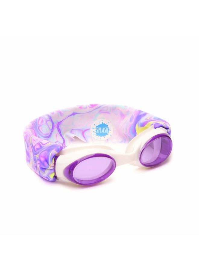 Splash Place SWIM GOGGLES with Fabric Strap - PASTEL SWIRL | Fun, Fashionable, Comfortable - Adult & Kids Swim Goggles - Image 1