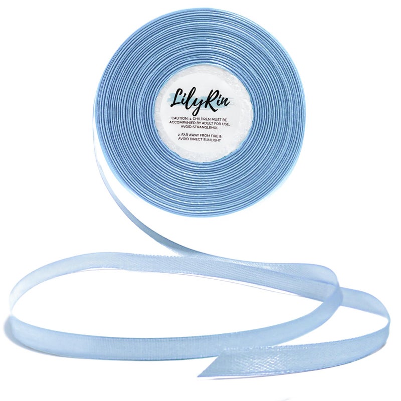 LilyRin Light Blue Ribbon 1/4 Inches 36 Yards Satin Roll Perfect for Art, Wedding, Wreath, Baby Shower, Packing Birthday, DIY Hair Accessories Scrapbooking Wrapping Christmas Other Projects Sky Color - Image 1