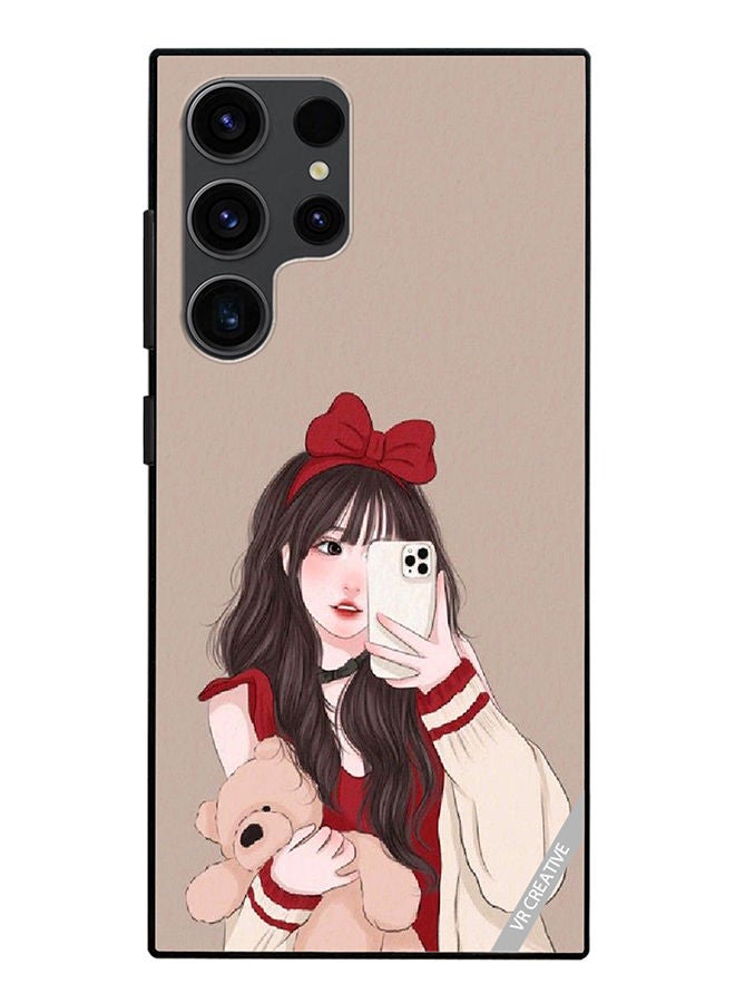 VR CREATIVE Protective Case Cover For Samsung Galaxy S23 Ultra 5G Girl Holding Teddy Design Multicolour - Image 1