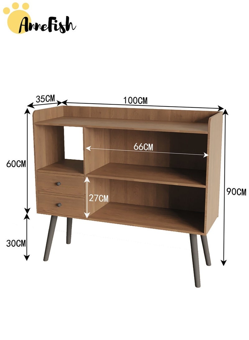 AnneFish 100*35*90cm Coffee Corner Home Kitchen Coffee Bar Cabinet Shelf With Drawers Display Cabinet Kitchen Bakers Rack Sideboard For Living Room, Bedroom Or Office - Image 2