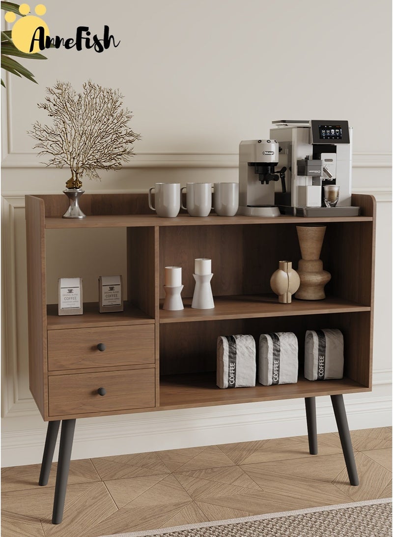 AnneFish 100*35*90cm Coffee Corner Home Kitchen Coffee Bar Cabinet Shelf With Drawers Display Cabinet Kitchen Bakers Rack Sideboard For Living Room, Bedroom Or Office - Image 4