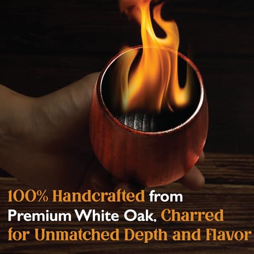 BearSkill Charred Wooden Bourbon Drinking Glass, Whiskey Tumbler, Bourbon Gifts for Men - Wooden Old Fashioned Glass | Great Whiskey Gifts for Men - Image 3