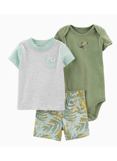 SKT Shiketro Spring and Summer Boys Climbing Clothes T-shirt Shorts Triangle Bodysuit Baby Boys Home Clothes 3-piece Set 
