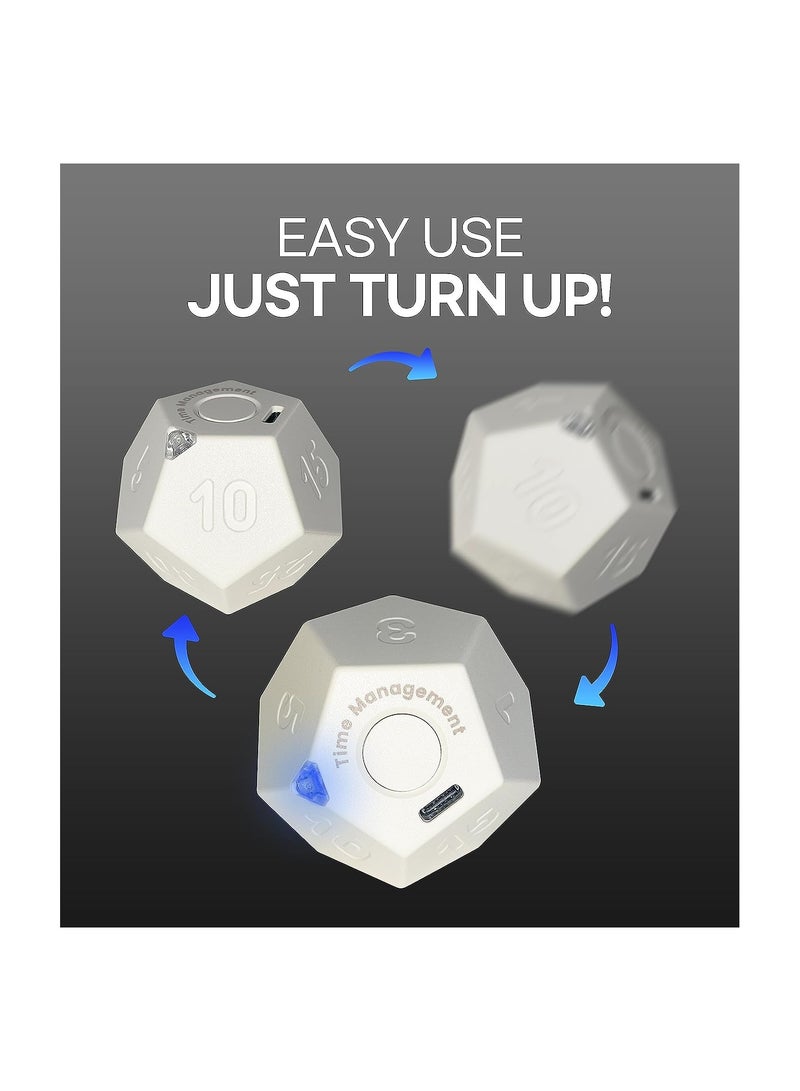 مؤقت دوديكاhedron لإدارة الوقت، مؤقت مكعب، مؤقت مطبخ، مؤقت بومودورو، مؤقت عد تنازلي قابل لإعادة الشحن للأطفال، للعمل، المكتب، الدراسة، المهام - Image 3