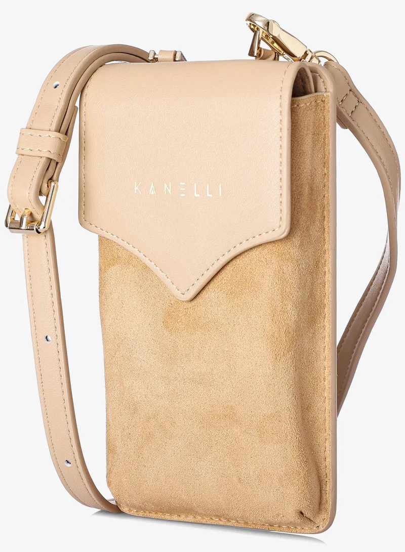 KANELLI Women's mobile case with dedicated card pocket from Kanelli, elegant design New Collection  AAY2308042-1-Beige