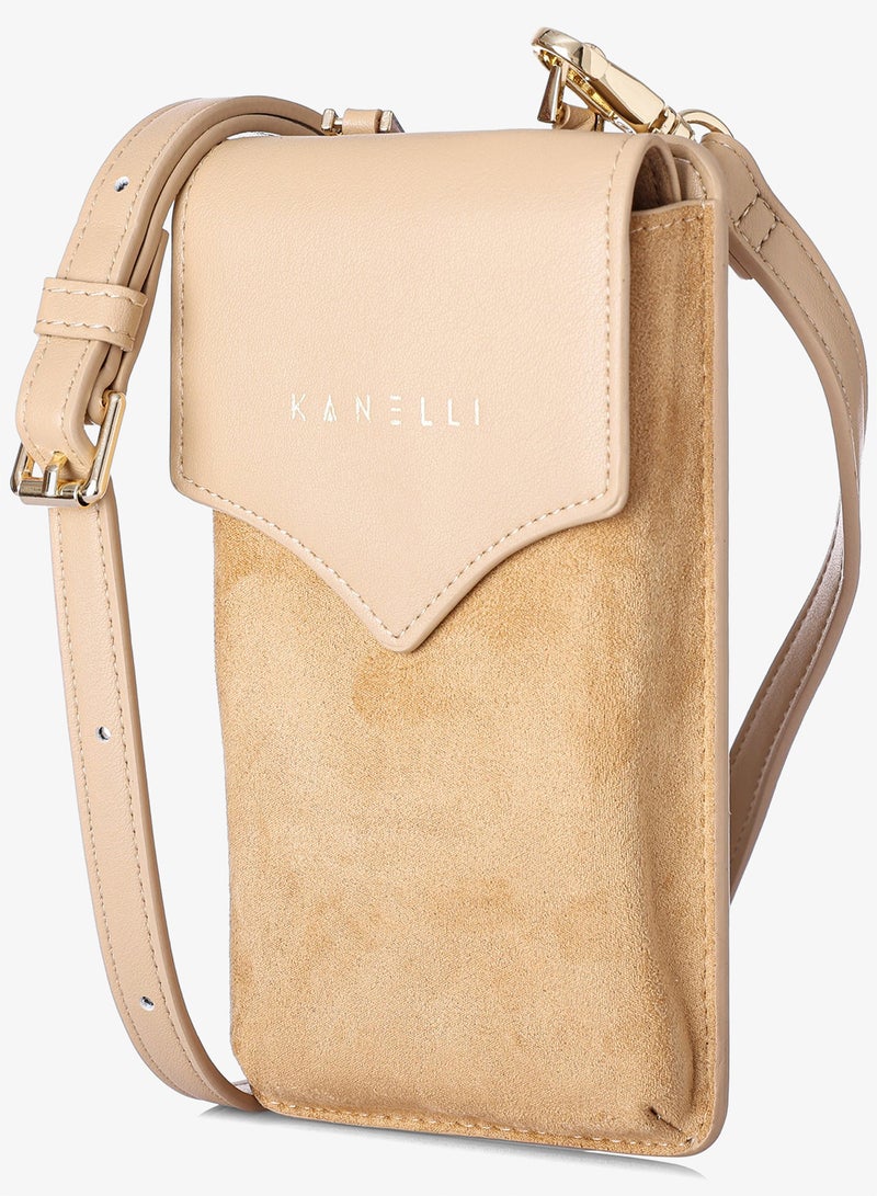 KANELLI Women's mobile case with dedicated card pocket from Kanelli, elegant design New Collection  AAY2308042-1-Beige - Image 2