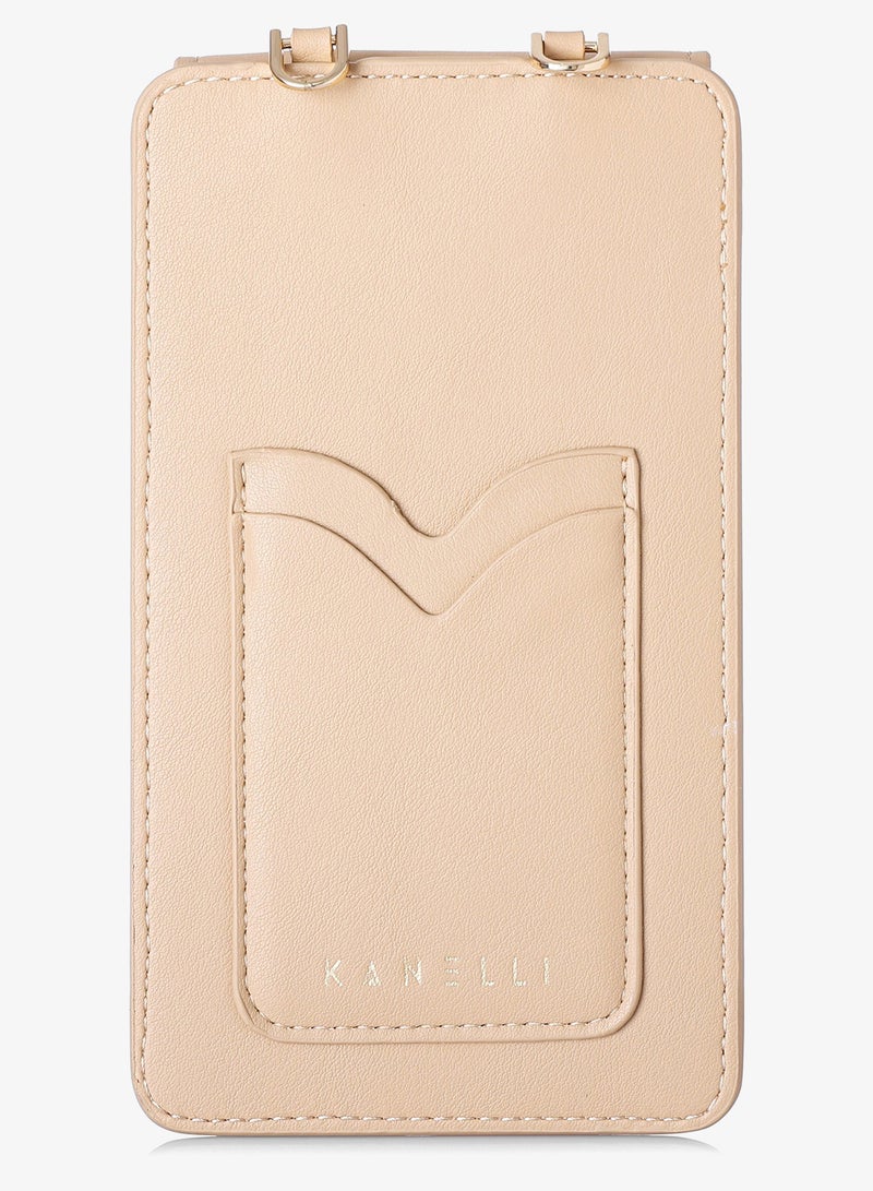 KANELLI Women's mobile case with dedicated card pocket from Kanelli, elegant design New Collection  AAY2308042-1-Beige - Image 3
