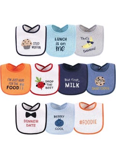 hudson baby Hudson Baby Unisex Baby Cotton Terry Drooler Bibs with Fiber Filling, Boy Muffin, One Size  - Image 1