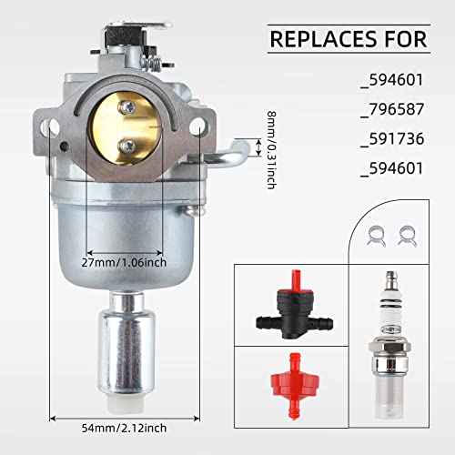 Tang Carburetor for B&S 594601 796587 591736 19 19.5 20 20.5 21 HP Engine Craftsman Riding Lawn Mower Tractor Intek Single Cylinder OHV Motor Nikki Carb with Gasket and Cleaning Tools - Image 2