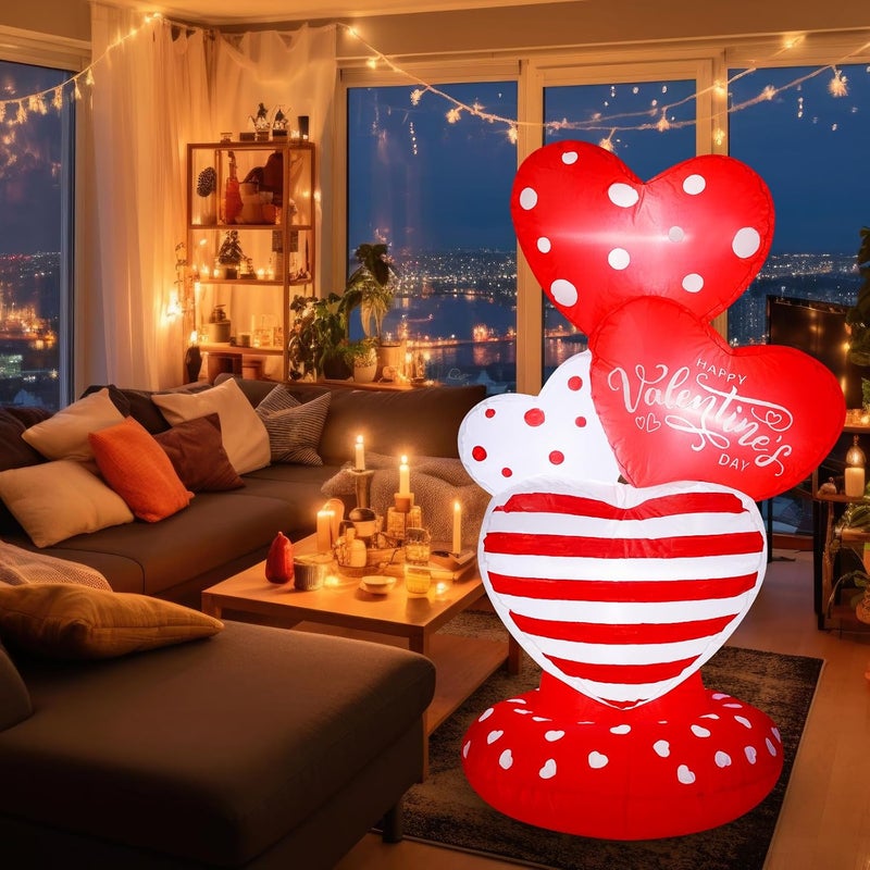 Syhood 4.3 ft Valentine's Day Inflatable Love Heart Decoration with LED Lights - Image 1