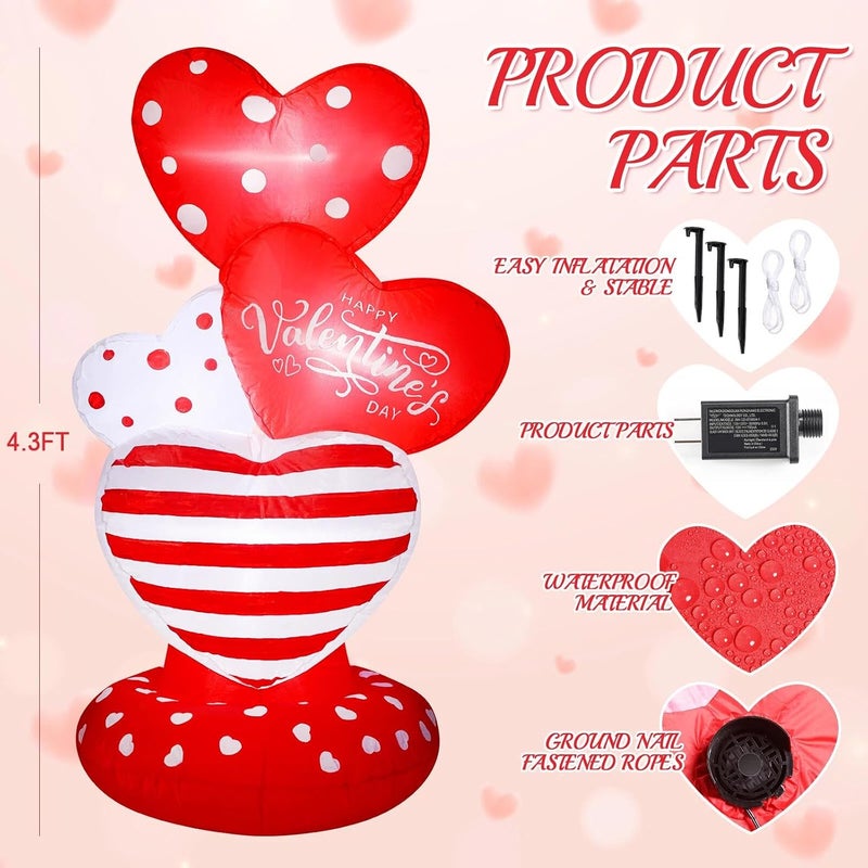 Syhood 4.3 ft Valentine's Day Inflatable Love Heart Decoration with LED Lights - Image 2