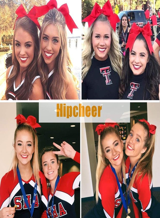 Hipcheer 20pcs 8" Large Red Cheer Bows for Girls, Hand-made Grosgrain Ribbon Hair Accessories for Teen Girls Softball Cheerleader Sports (red2 (Pack of 20)) - Image 3