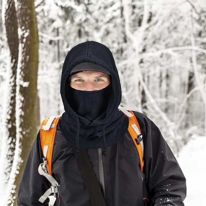 JERN Unisex Winter Polar Fleece Balaclava, Face Cover, Neck Warmer for Cycling, Skiing, Motorcycling (Black), Free Size - Image 3