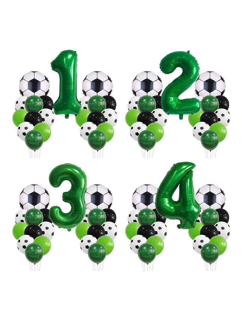MIXDE 32 Inch Soccer Balloons Set 5st Birthday Decoration Green Number 5 Foil Soccer Balloon Black Star Balloons for Children's Boys Birthday Party Football Themed Party Supplies (6) - Image 2