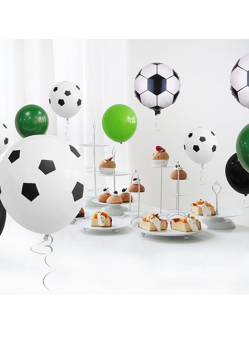 MIXDE 32 Inch Soccer Balloons Set 5st Birthday Decoration Green Number 5 Foil Soccer Balloon Black Star Balloons for Children's Boys Birthday Party Football Themed Party Supplies (6) - Image 4