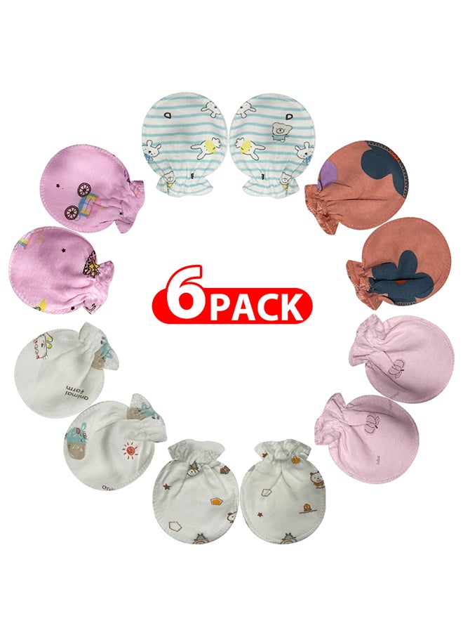 MARGOUN 6 Packs Newborn Baby Mittens Anti Scratch Baby Mittens No Scratch Mittens Baby Gloves for 0-6 Months Boys Girls Multicolour  - Image 1