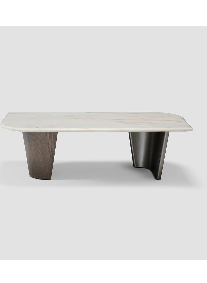 AL HUZAIFA FURNITURE Oxford Coffee Table, Natural Ionia Marble Top  - Image 1