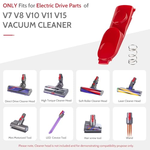 Kuflant 2 Pack Wand Tube/Cleaner Head Clip Latch Tab Button Compatible with Dyson V7 V8 V10 V11 V15 Vacuum Cleaner, Wand Replacement/Illumination Tool Button with Spring - Image 2