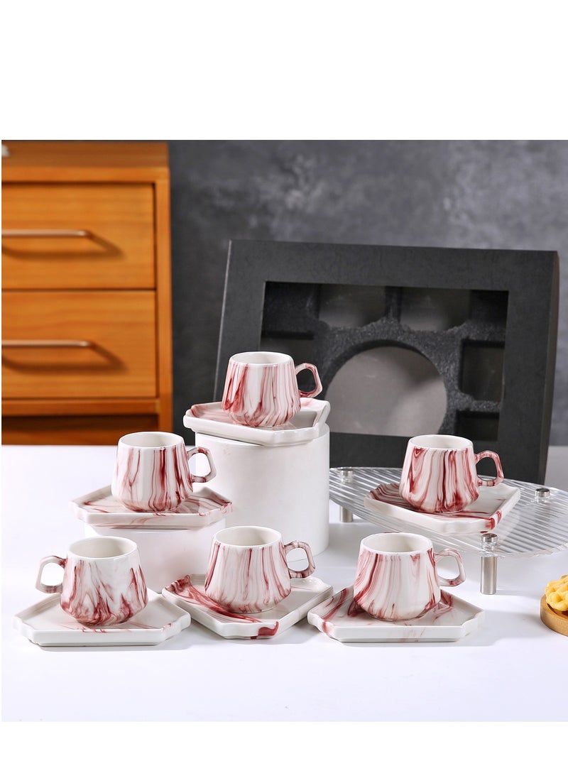 OASIS-TH 6 Sets Of Luxury Porcelain Turkish Coffee Cup Set Elegant Design Modern Espresso Cup Set Boutique Arabic Tea Cups Arabic Coffee Cup  - Image 1