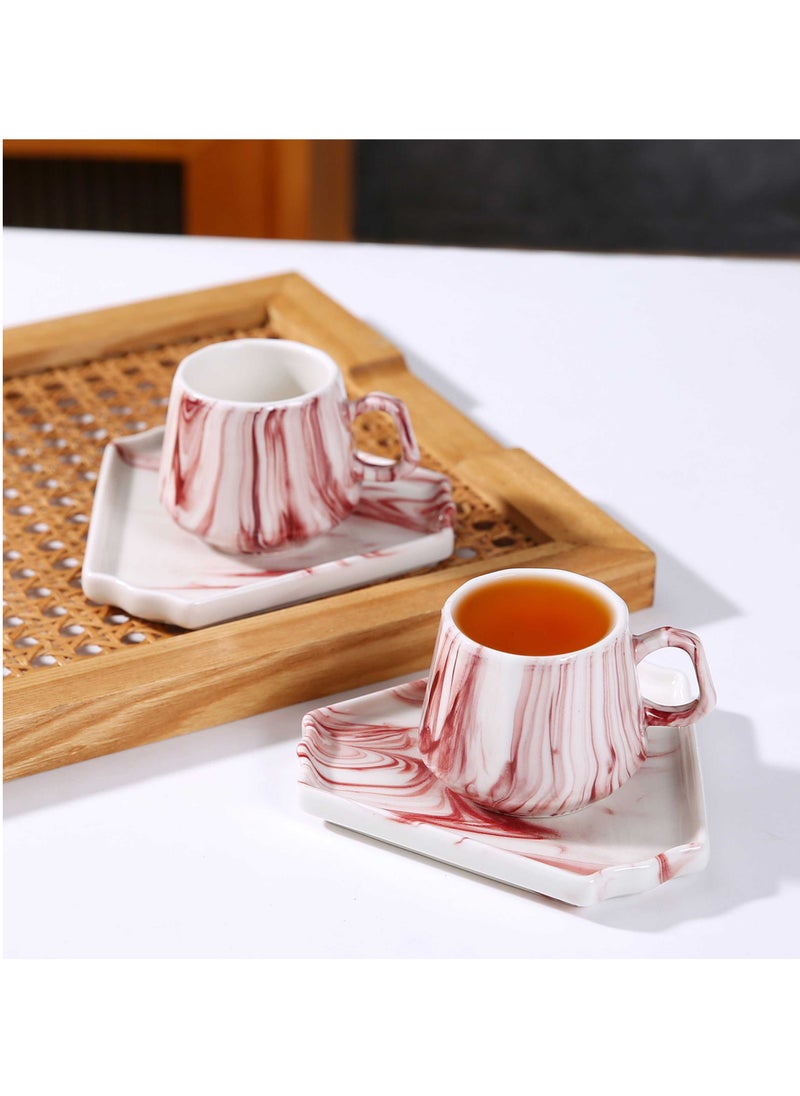 OASIS-TH 6 Sets Of Luxury Porcelain Turkish Coffee Cup Set Elegant Design Modern Espresso Cup Set Boutique Arabic Tea Cups Arabic Coffee Cup  - Image 3