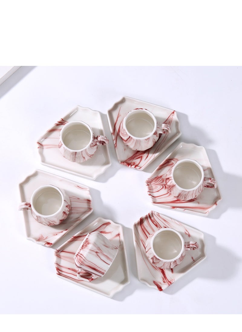 OASIS-TH 6 Sets Of Luxury Porcelain Turkish Coffee Cup Set Elegant Design Modern Espresso Cup Set Boutique Arabic Tea Cups Arabic Coffee Cup  - Image 5
