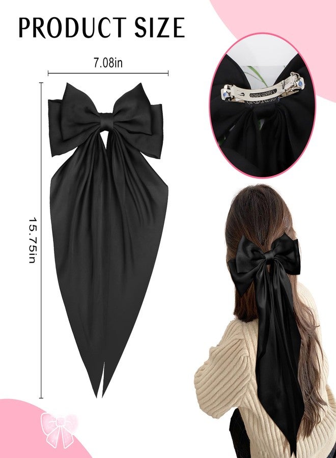 AMCAMI Hair Clips for Women - 6 PCS Hair Bows Hair Accessories for Styling, Ribbon for Hair, Coquette Accessories for Thick Hair (Black) - Image 2