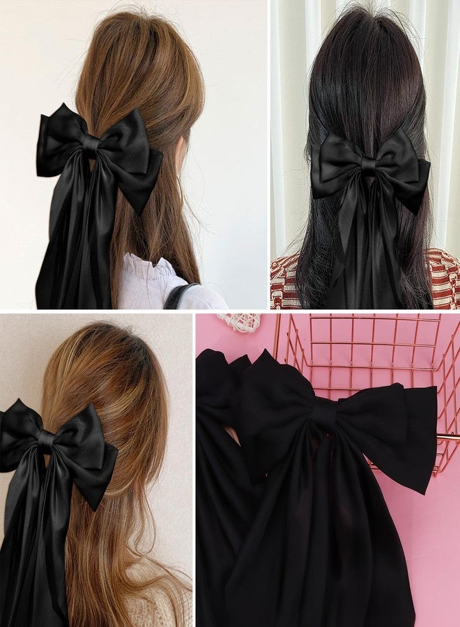 AMCAMI Hair Clips for Women - 6 PCS Hair Bows Hair Accessories for Styling, Ribbon for Hair, Coquette Accessories for Thick Hair (Black) - Image 3