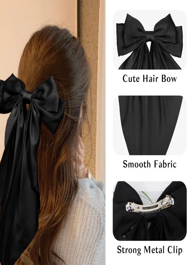 AMCAMI Hair Clips for Women - 6 PCS Hair Bows Hair Accessories for Styling, Ribbon for Hair, Coquette Accessories for Thick Hair (Black) - Image 4