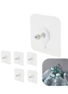 6 Pcs Adhesive Wall Hooks, Transparent No-Drill Hooks for Bathroom, Shower, Kitchen, Stainless Steel, Water-Resistant Sticky Wall Hooks for Hanging with 5.0 Kg Load Capacity, Double-Sided Adhesive Alternative to Nails, Ideal for Frames, Pictures, Living Room, Bedroom