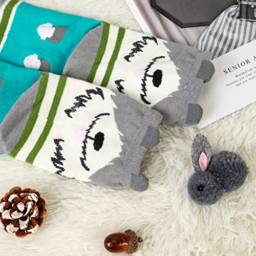 YSense Pack of 5 Sweet Animal Design Women's Casual Comfortable Cotton Crew Socks, Style 1, One Size (5-8.5) - Image 5