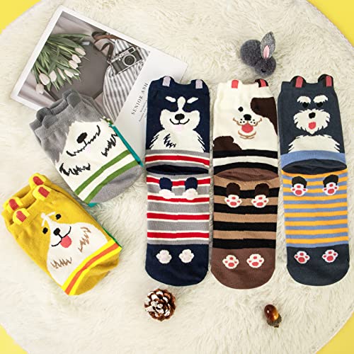YSense Pack of 5 Sweet Animal Design Women's Casual Comfortable Cotton Crew Socks, Style 1, One Size (5-8.5) - Image 2