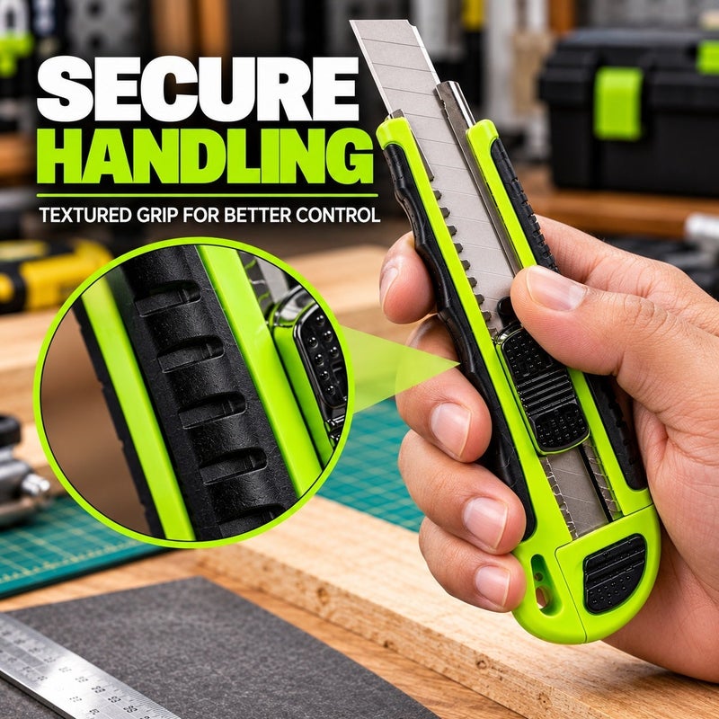 Wulf 18mm Utility Cutter Heavy Duty Retractable Box Cutter Knife with Auto Lock Blade Ergonomic Grip and 5 Blade Capacity for DIY Craft and Packaging Work - Image 5