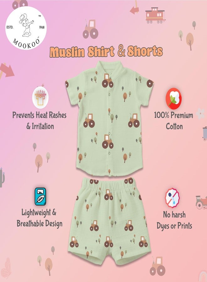 Mookoo Premium Muslin Baby Shirt & Shorts Set | Ultra-Soft Cotton Co-Ord for Newborns | Lightweight, Breathable & Skin-Friendly Wear (Tractor, 18-24M) - Image 3