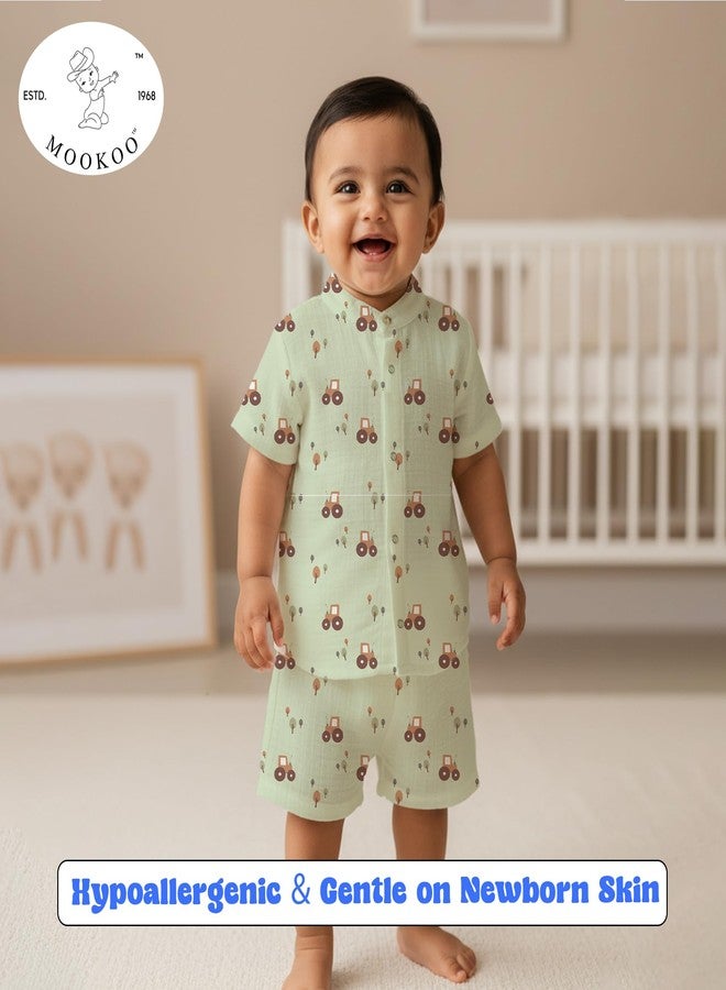 Mookoo Premium Muslin Baby Shirt & Shorts Set | Ultra-Soft Cotton Co-Ord for Newborns | Lightweight, Breathable & Skin-Friendly Wear (Tractor, 18-24M) - Image 4