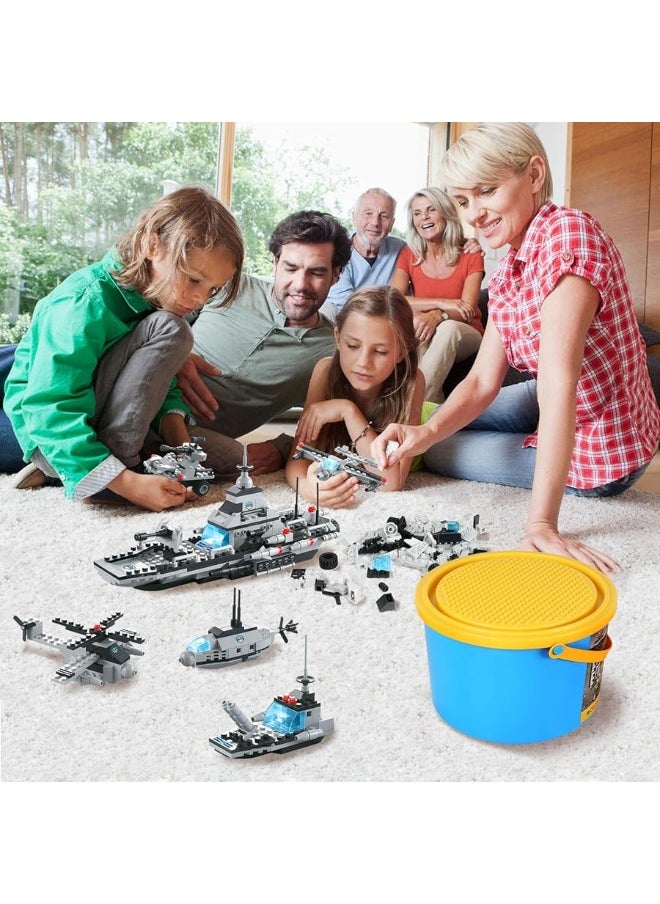 EP EXERCISE N PLAY 796 Pieces City Police Military Battleship Building Blocks Set Police Helicopter Patrol Boat Cop Car Bomber DIY Construction Toy Storage Box with Baseplates Lid Building Gift for Boys Girls 6-12  - Image 1