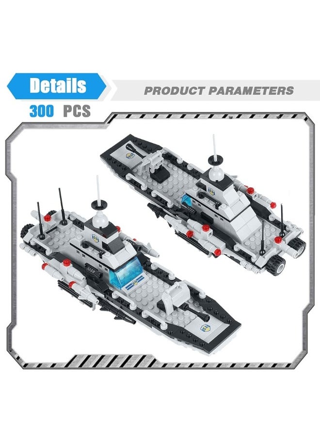 EP EXERCISE N PLAY 796 Pieces City Police Military Battleship Building Blocks Set Police Helicopter Patrol Boat Cop Car Bomber DIY Construction Toy Storage Box with Baseplates Lid Building Gift for Boys Girls 6-12  - Image 3