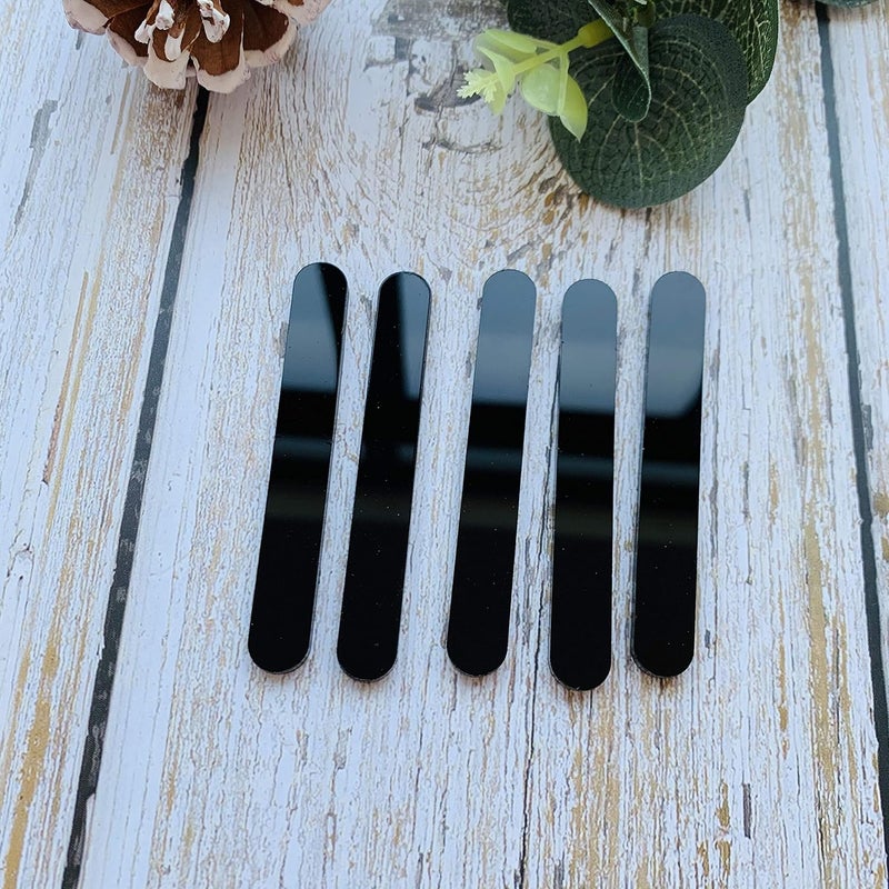 CHENRUI 50 Pcs Mini Acrylic Cakesicle Popsicle Sticks for Ice Creamsicle Candy Apple (Black) - Image 3