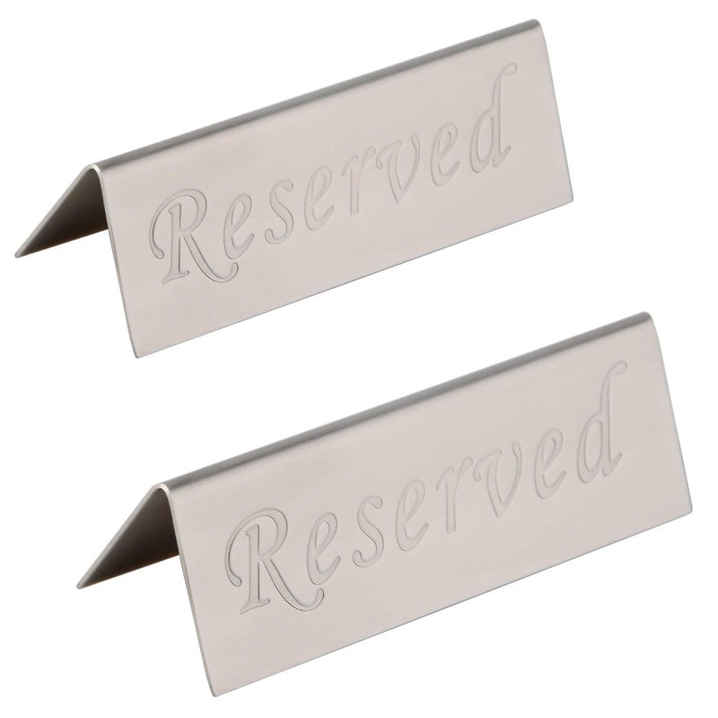 JDYOOMI Reserved Sign - 10 Year's Use Stainless Steel Tabletop Sign Desk Top Stand Tent Signs for Restaurants,Weddings,Events -ouble Sided - 4.7 by 1.6 Inch - Set Of 2 - Image 3