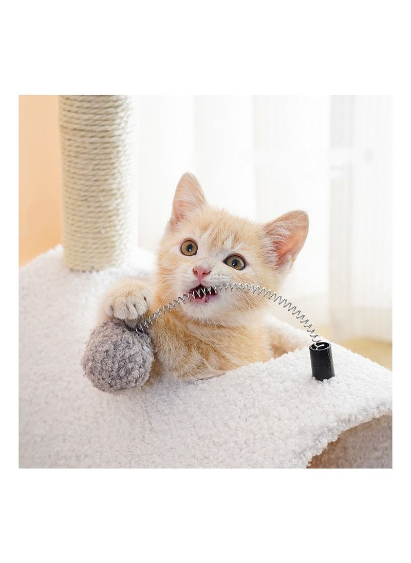 SAPU - SAPU Cute alpaca Cat Tree,Tunnel Cat Litter,Cat Tower with Sisal Covered Scratch Post with Hanging Toys,Kitten Climbing Pole for Play Rest， Sisal Cat Tree for Indoor Cats Kittens (white) - Image 1