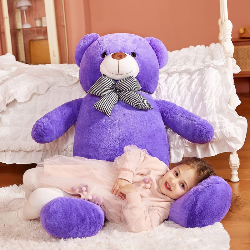 IKASA Giant Teddy Bear Stuffed Animal Plush ToyLarge Cute Jumbo Soft ToysHuge Big Size Fluffy PlushieGifts for Kids Purple 47 inches - Image 3