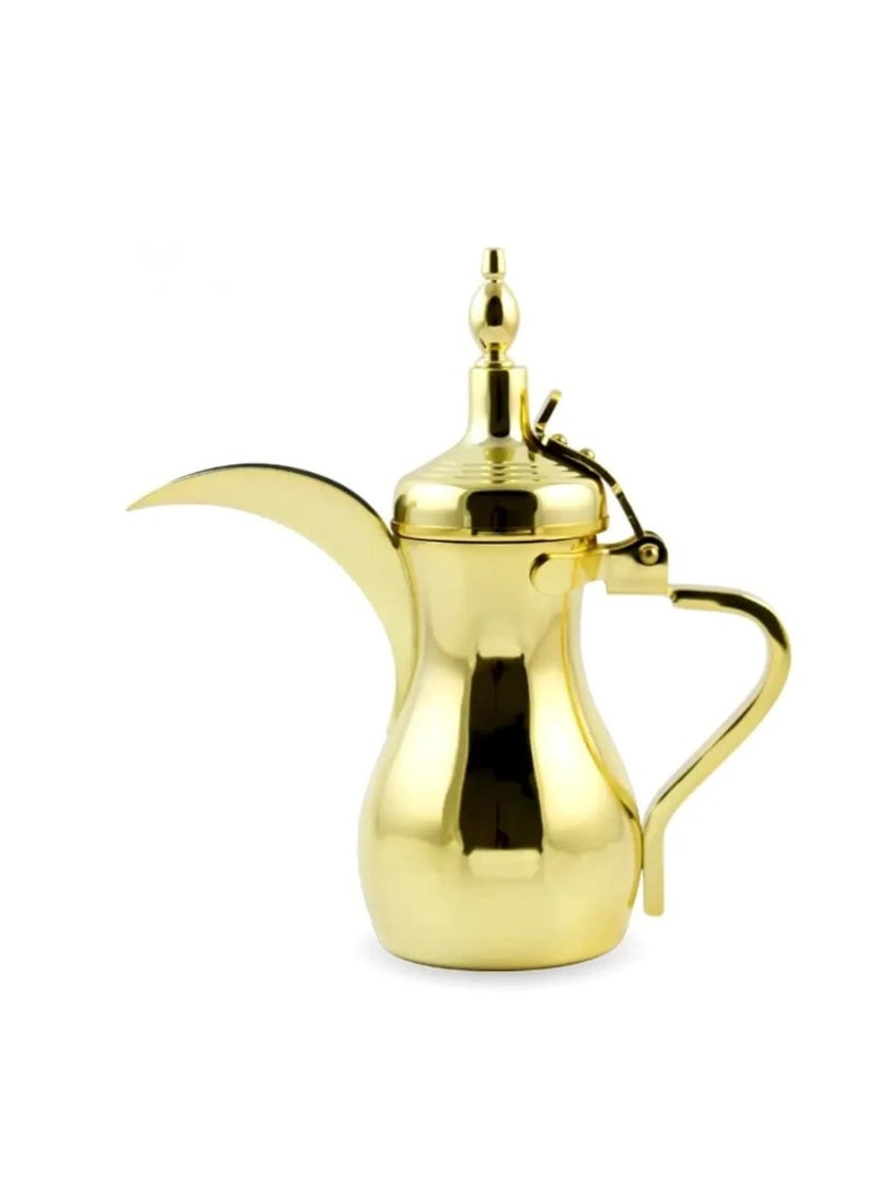 وعاء قهوة عربي من الفولاذ المقاوم للصدأ بسعة 12 أونصة، صانع قهوة متين للمطبخ، للاستخدام في الهواء الطلق، والتخييم، وحمل الحقائب على الظهر، وآمن على الموقد (ذهبي) - Image 1