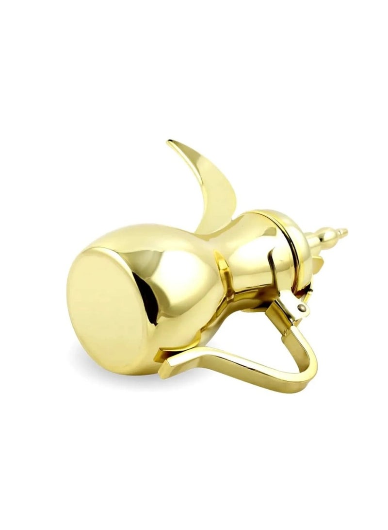 وعاء قهوة عربي من الفولاذ المقاوم للصدأ بسعة 12 أونصة، صانع قهوة متين للمطبخ، للاستخدام في الهواء الطلق، والتخييم، وحمل الحقائب على الظهر، وآمن على الموقد (ذهبي) - Image 2