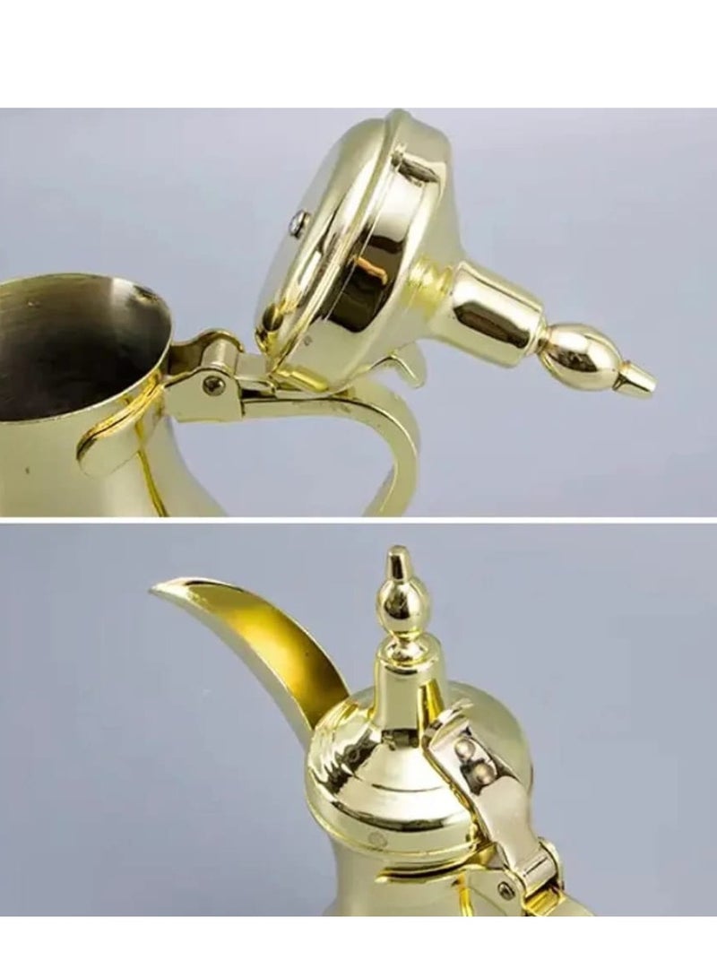 وعاء قهوة عربي من الفولاذ المقاوم للصدأ بسعة 12 أونصة، صانع قهوة متين للمطبخ، للاستخدام في الهواء الطلق، والتخييم، وحمل الحقائب على الظهر، وآمن على الموقد (ذهبي) - Image 4