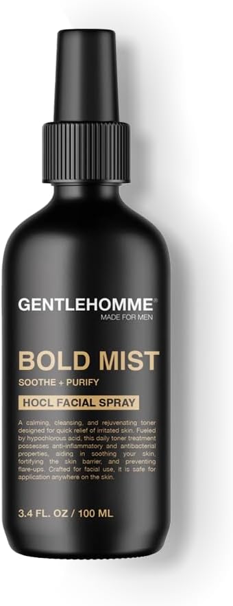 GENTLEHOMME HOCL Facial Spray - Men’s Daily Hypochlorous Acid Facial Toner - Soothe, Calm & Purify Skin - Protects Skin & Reduces Redness - Day/Night - All Skin Types - Vegan - Travel Size - 3.4oz