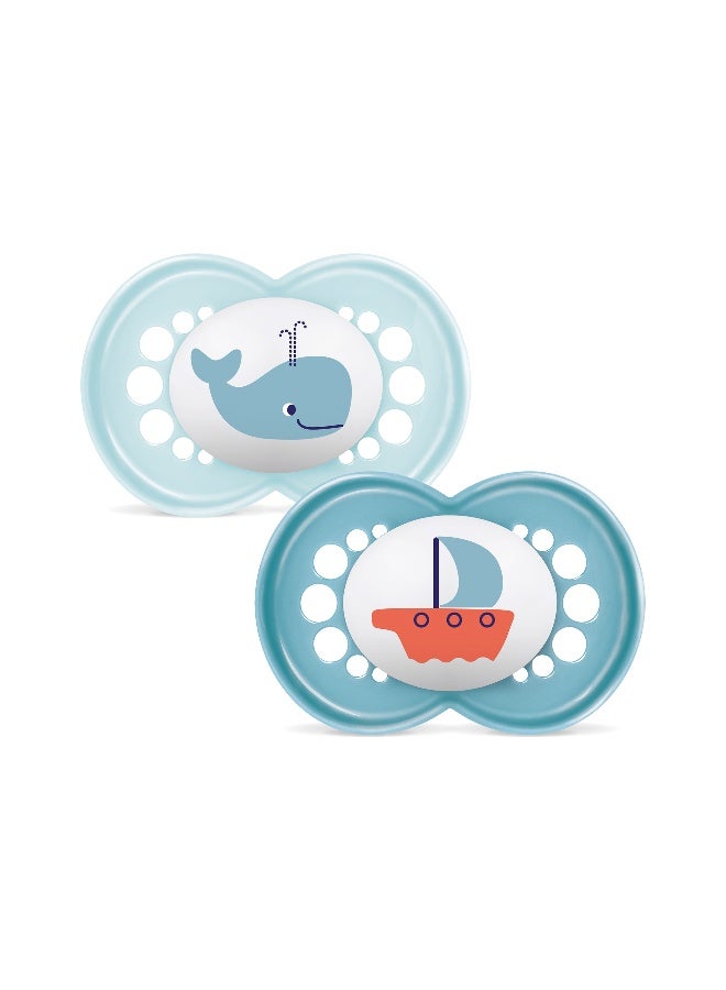 Mam Baby Original Silicone Pacifier - 6 M+ | Sealife Blue - Pack of 2 - Image 1