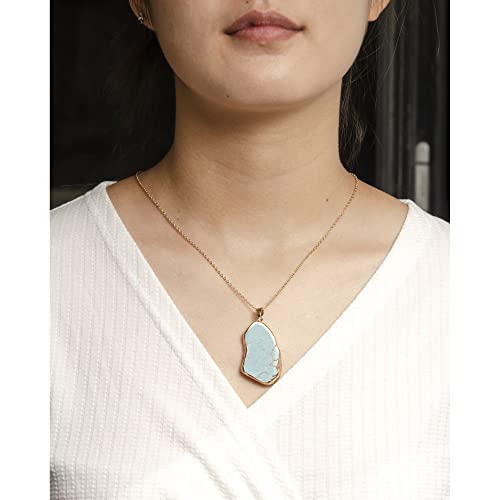 Crystal Force Turquoise Necklace Pendant 14K Gold Plated Genuine Irregular Gemstones,Natural Crystal Healing Handmade Gift Jewelry for Men Women - Image 5