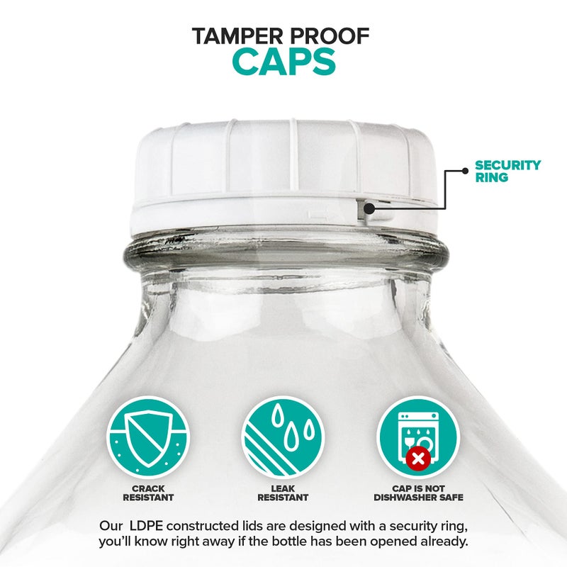 Stock Your Home Stock Your Home Half Gallon Glass Milk Bottle with Lid (1 Pack) 64 Oz Jugs and 3 White Caps  Reusable Food Grade Milk Container for Refrigerator  Bottles for Juice  Oat or Plant Milks  Water  Honey - Image 4