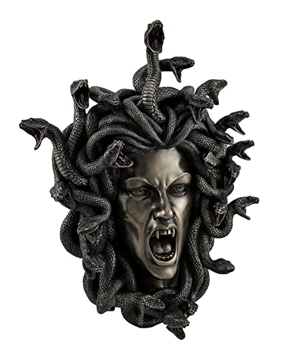 JFSM INC Bronze Finish Head of Medusa The Greek Gorgon Serpent Resin Wall Sculpture 145 Inches High