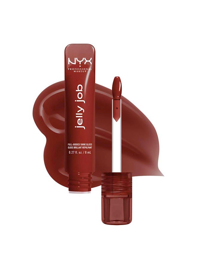 NYX PROFESSIONAL MAKEUP Jelly Job, Full-Bodied Shine Gloss, Lip-Smoothing Shine, Hyper-Glossy Finish, Jellybean & Lip Lingerie Lip Liner Stain, Seamless All Day Stain, Waterproof, Naughty Nude Bundle - Image 2
