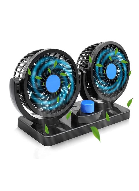 Car fan 2 Spirit wraps in all directions - portable two-speed air fan and USB port, for camping, car cooling, office and Home, black color - from Rana store